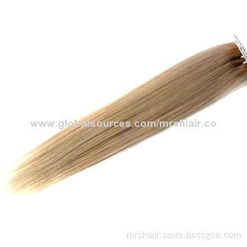 60# white blonde color silky Brazilian straight Remy hair machine weaving wefted